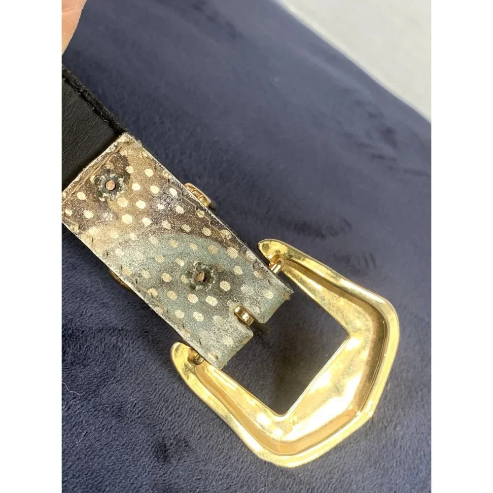 Vintage Elite Womens Belt Large Metallic‎ Medallion Gold Buckle Retro 80s 90s